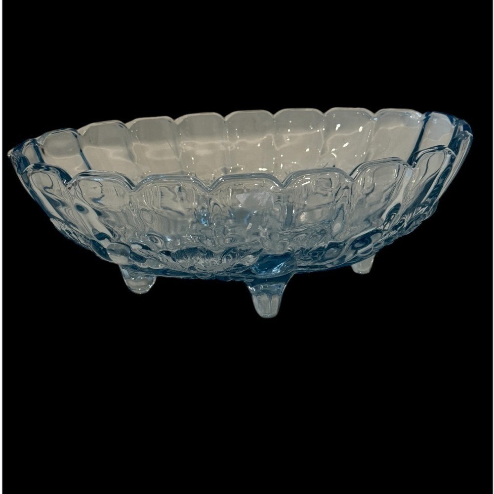 Indiana glass co. vintage Fruit bowl , Oval blue glass,